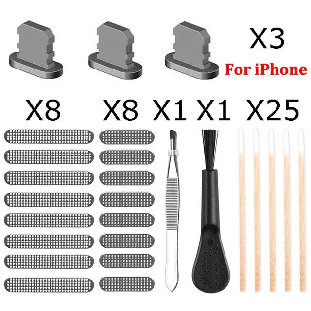 Metal Dust Mesh Kit for iPhone 15 14 13 12 11 – Speaker & Port
