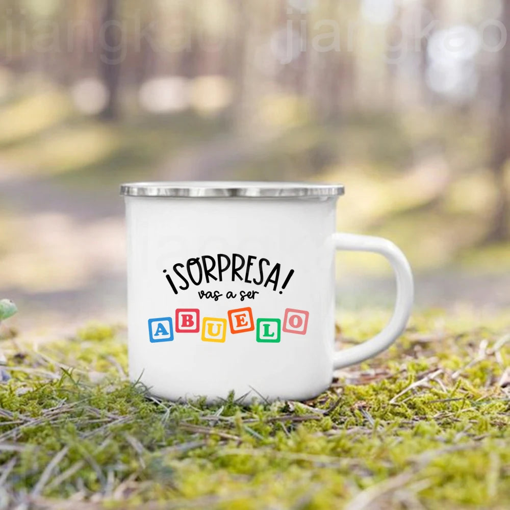 Pregnancy Announcement Enamel Mug – Family Surprise Gift