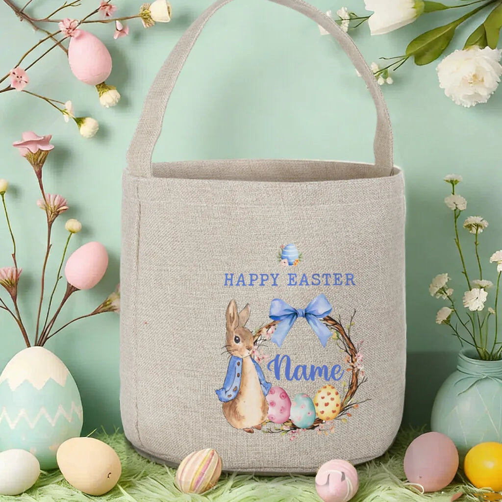 Personalized Easter Basket – Custom Name Foldable Bunny Bag