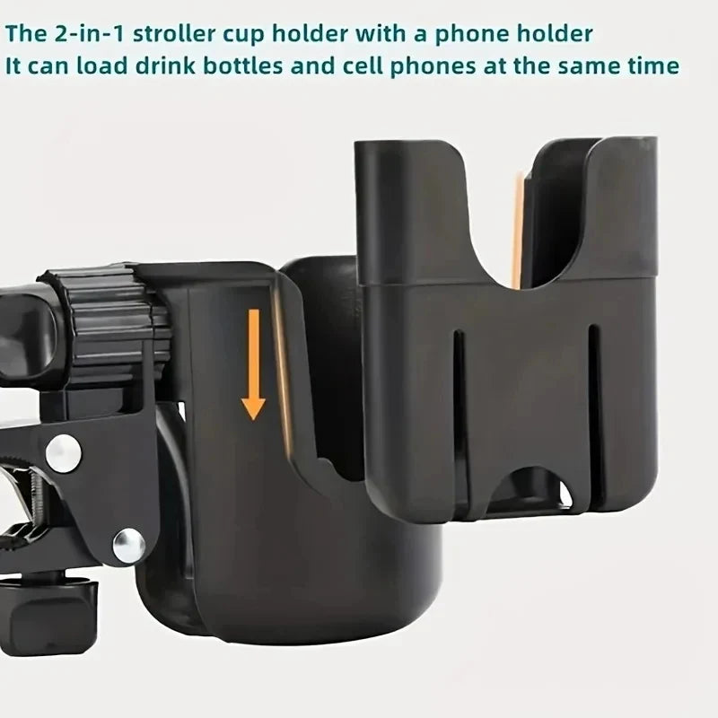 2-in-1 Stroller Cup & Phone Holder | Universal Bottle Bracket