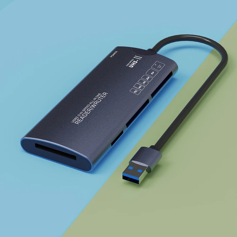 USB-C 6-in-1 Card Reader SD TF XD CF M2 MS | Aluminum Dongle
