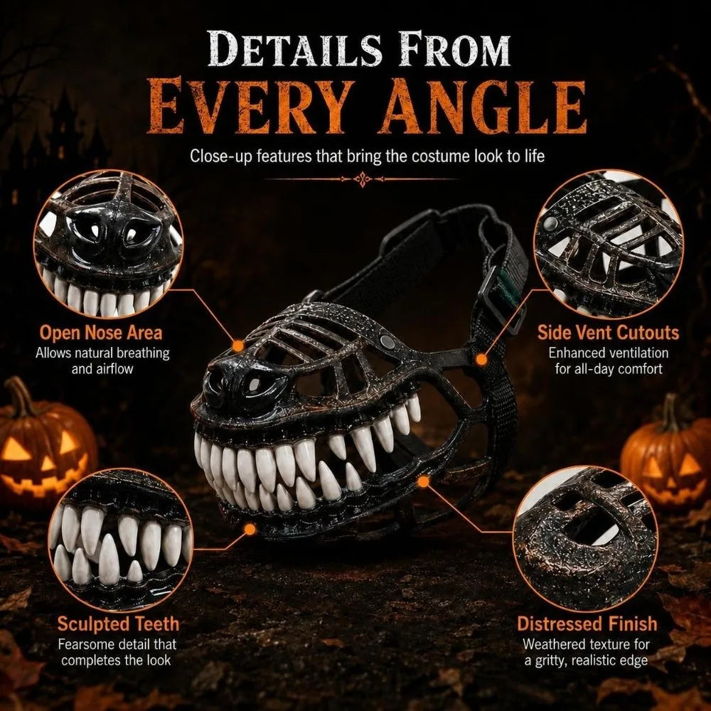 Scary Dog Muzzle Costume – Latex Halloween Monster Mask