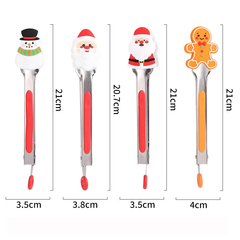 7-Inch Christmas Mini Food Tongs – Festive Serving Clamps Set