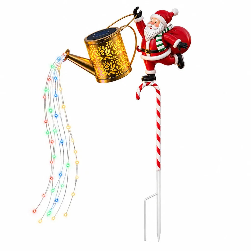 Solar Santa Watering Can Stake Light | IP65 LED Garden Decor