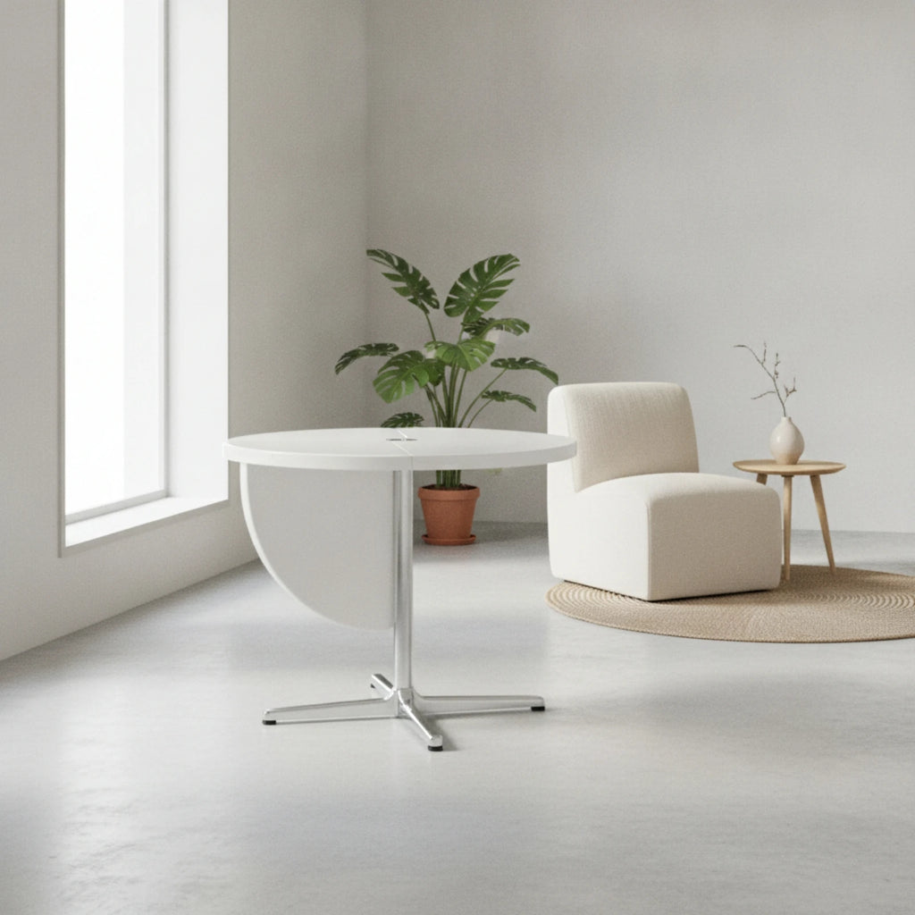 Folding Dining Table | Glossy Compact Round Table for Apartments