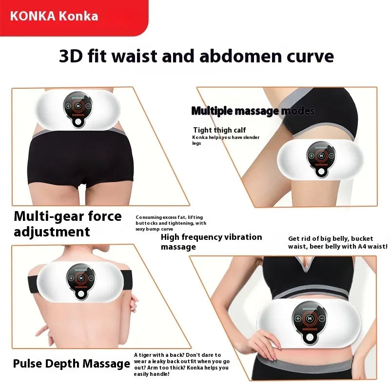 Vibration Heat Massage Waist Belt | 5 Pulse Modes, Rechargeable