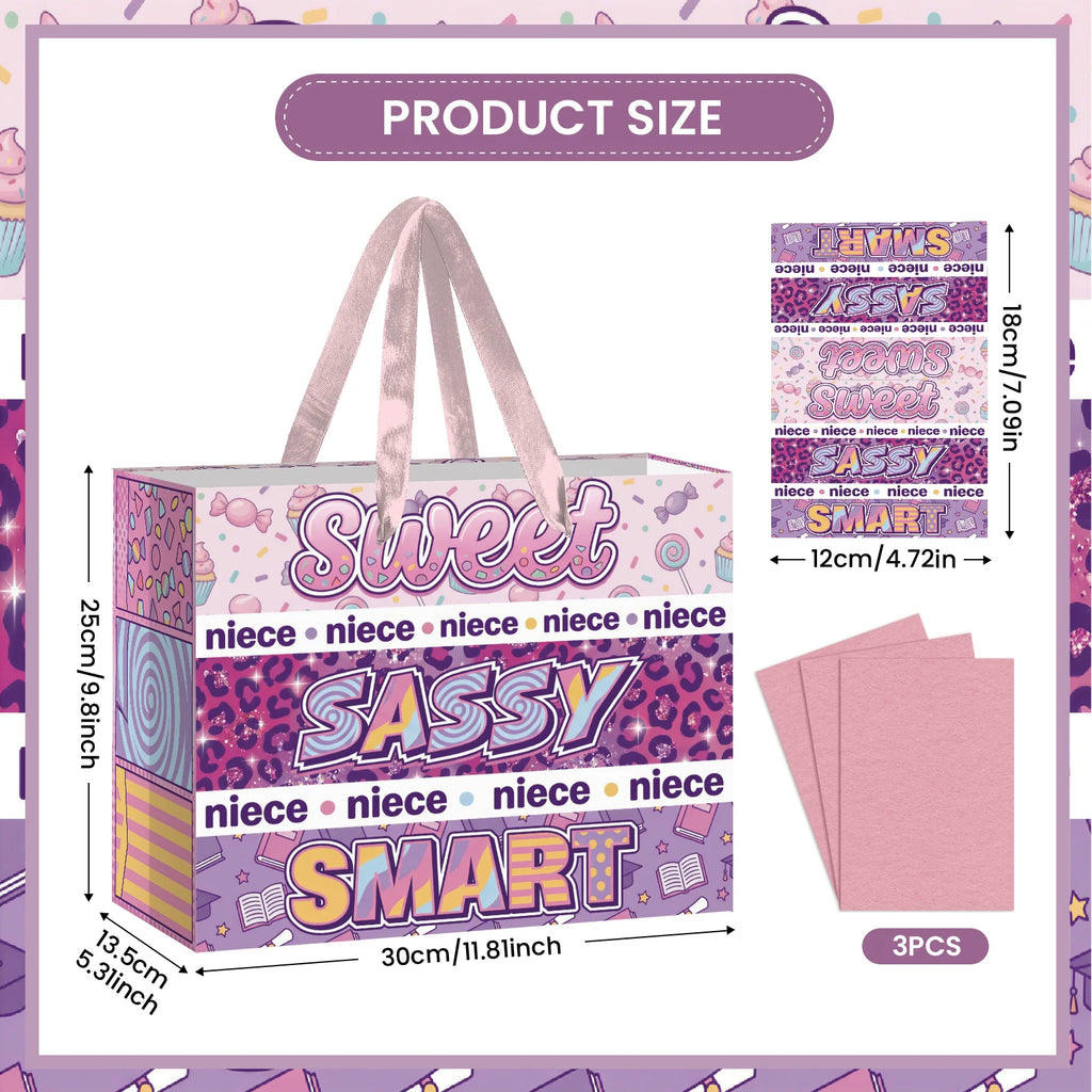 Niece Birthday Gift Bag Set with Greeting Card & Tissue