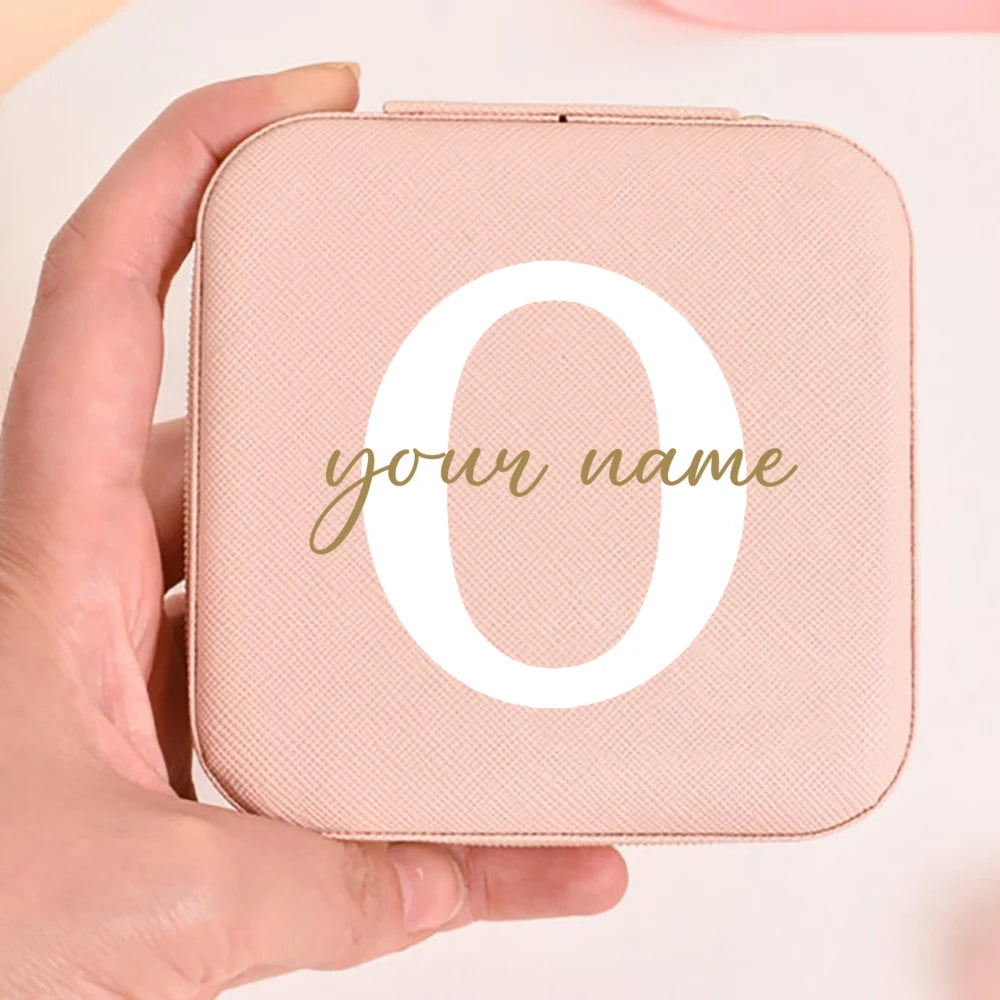 Personalized Faux Leather Jewelry Box – Custom Name & Initial