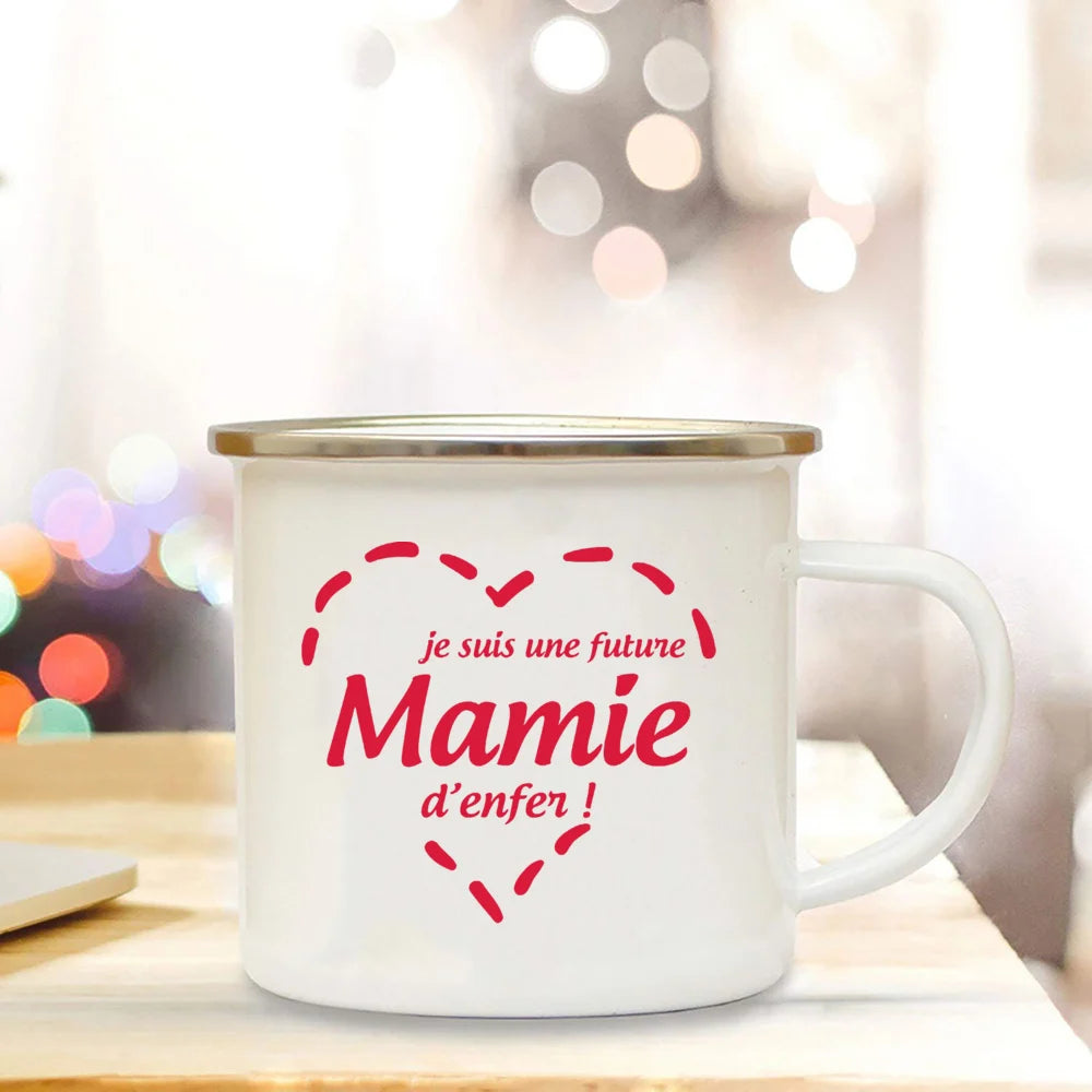 Super Mamie I Love You Enamel Mug | Grandmother Gift Mug