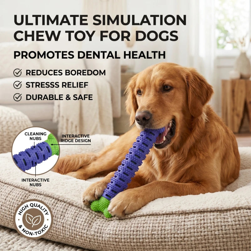 Dog Rubber Chew Toy – Bone Shape Teeth Cleaning Teething Stick