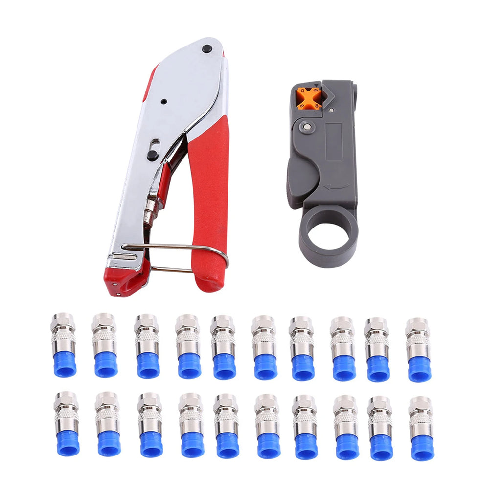 RG6/RG59 Coaxial Cable Stripper & Compression Crimping Tool Kit
