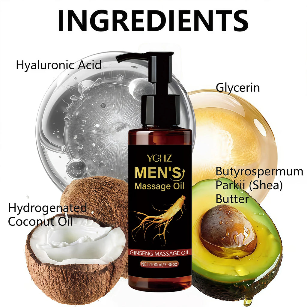 Ginseng Massage Oil | Hyaluronic Acid, Vitamin E & Shea Butter
