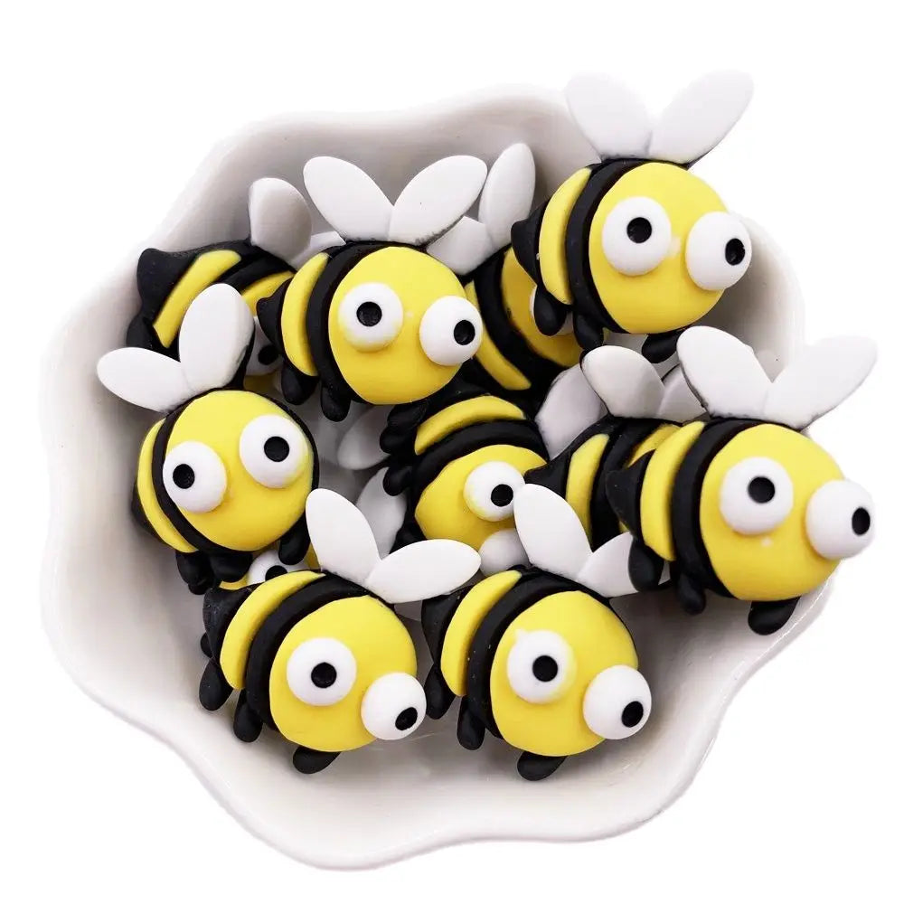 3D Kawaii Bee Resin Flatback Cabochons – 10pc DIY Craft Set