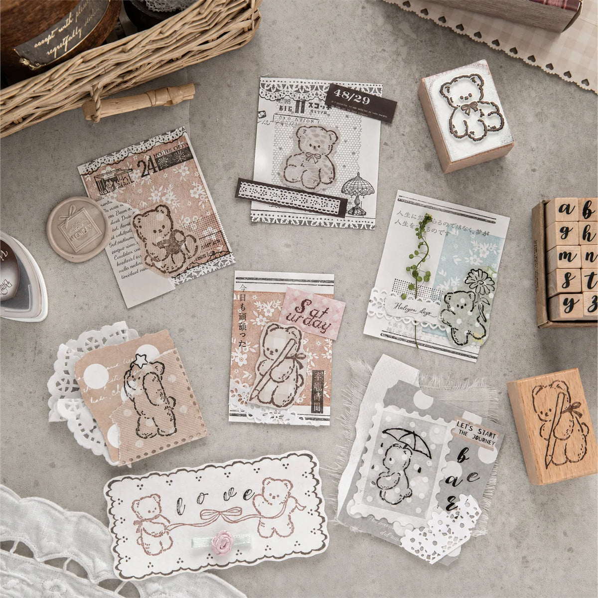 Beech Wood Bear Pattern Decorative Stamp | DIY Craft