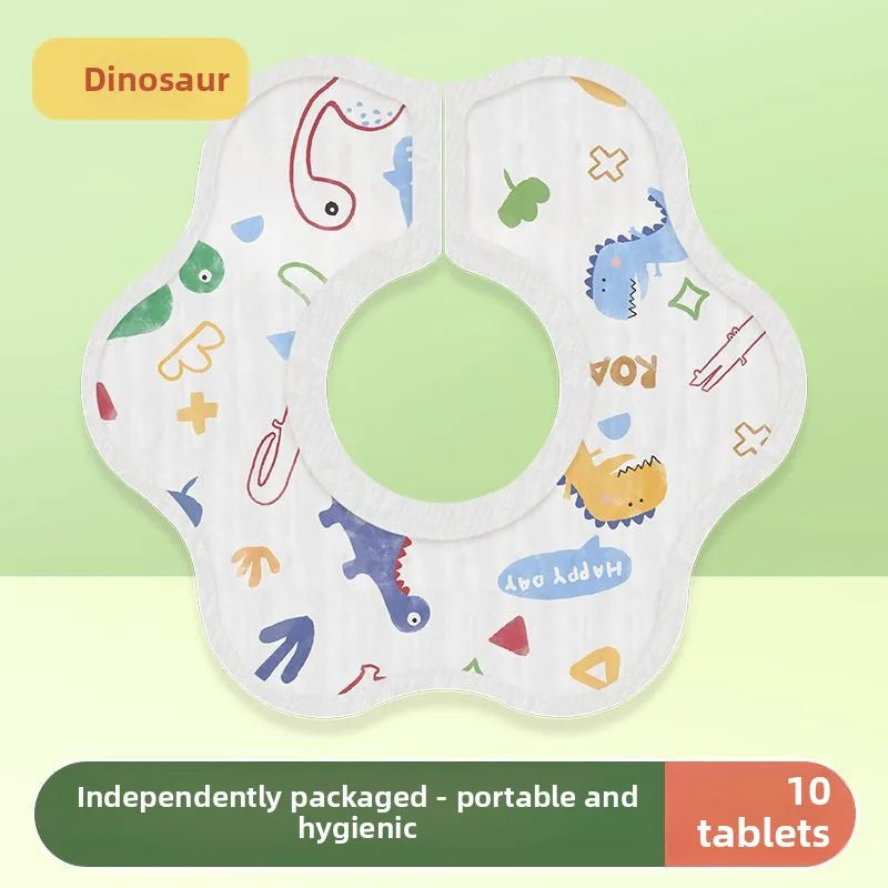 Disposable 360° Waterproof Baby Drool Bibs – 10 Pack