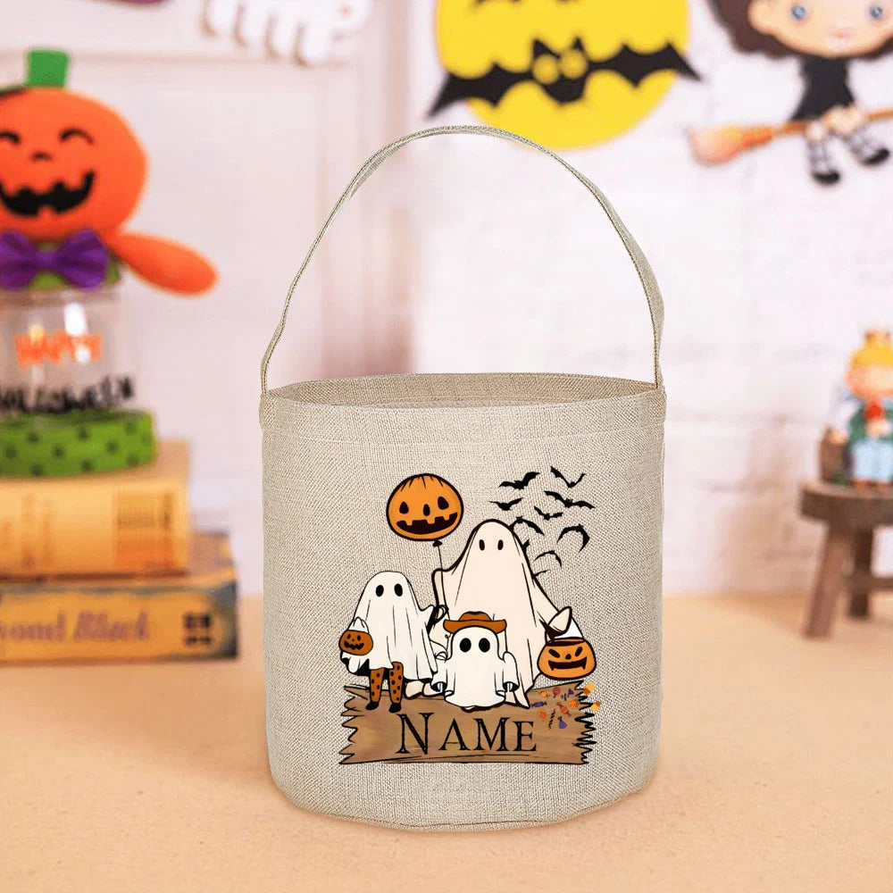 Halloween Trick or Treat Tote Bag – Pumpkin & Bats Design