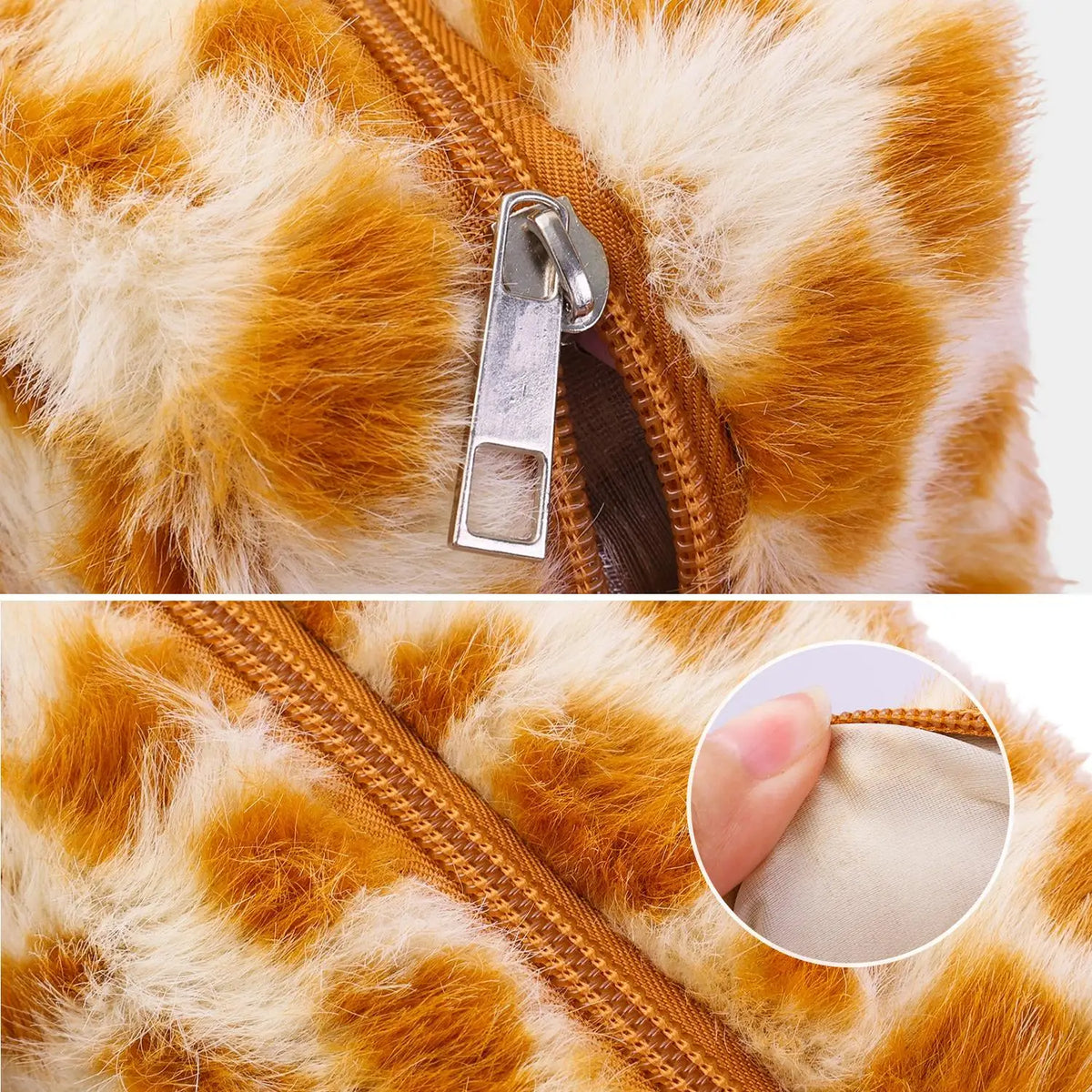 Large Capacity Plush Leopard Pencil Case & Cosmetic Pouch