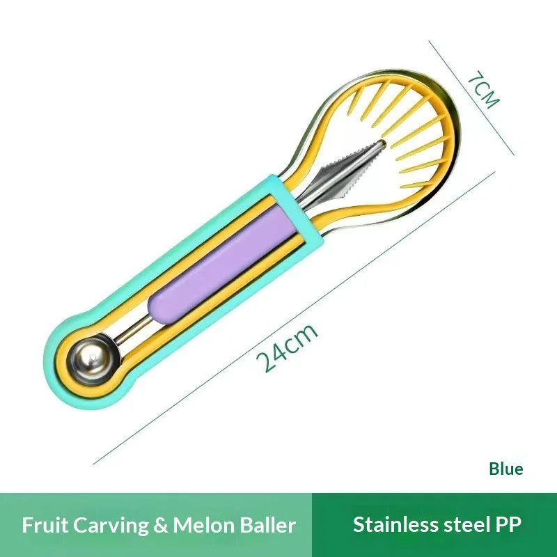 3-in-1 Stainless Steel Watermelon Cutter, Baller & Carving Tool