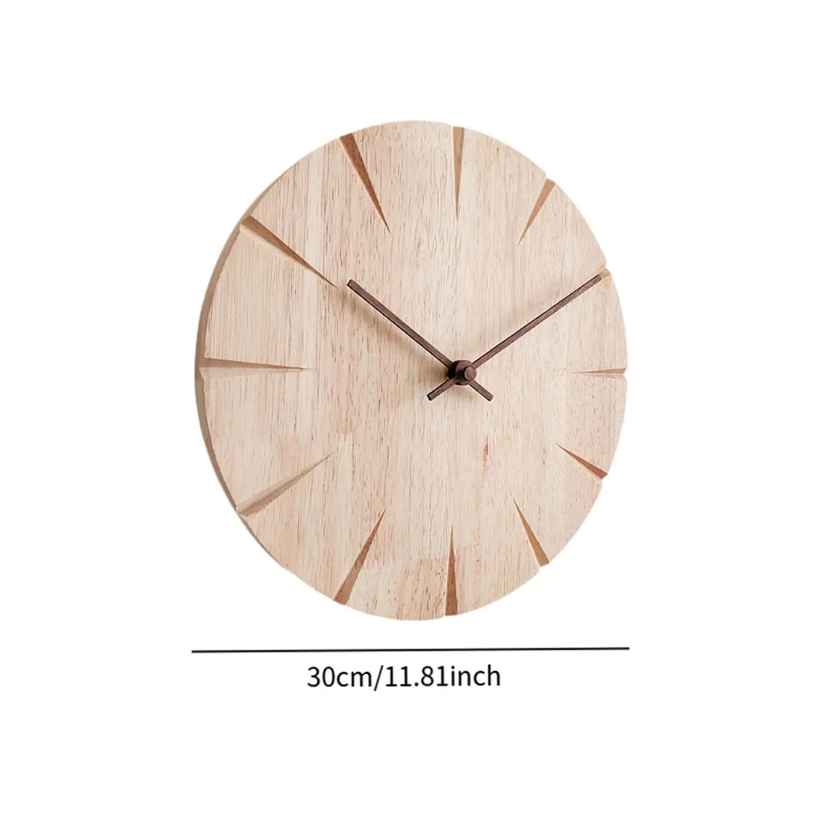Natural Wood Wall Clock – Silent Non-Ticking Round Decor