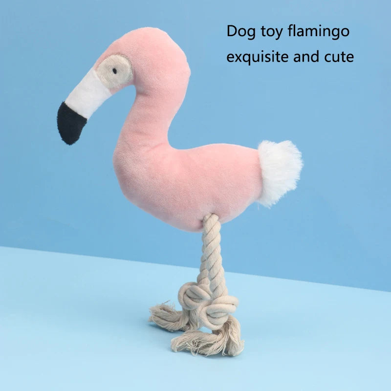 Flamingo Squeaky Plush Dog Toy – Interactive Pet Play Toy