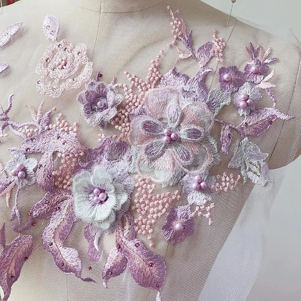 Sequined Floral Embroidery Patch – DIY Appliqué Costume Decor