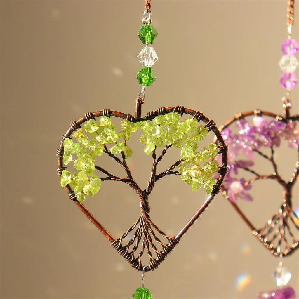 Copper Frame Crystal Chip Suncatcher Hanging Ornament