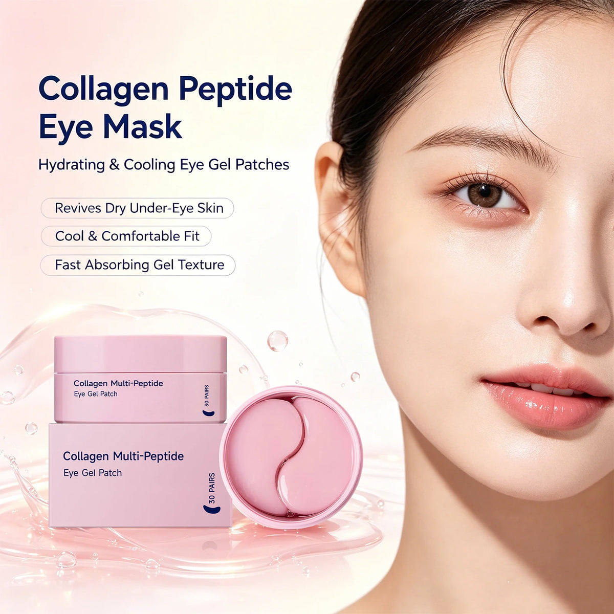 Collagen Peptide Cooling Gel Eye Patches – Hydrating Under-Eye Mask