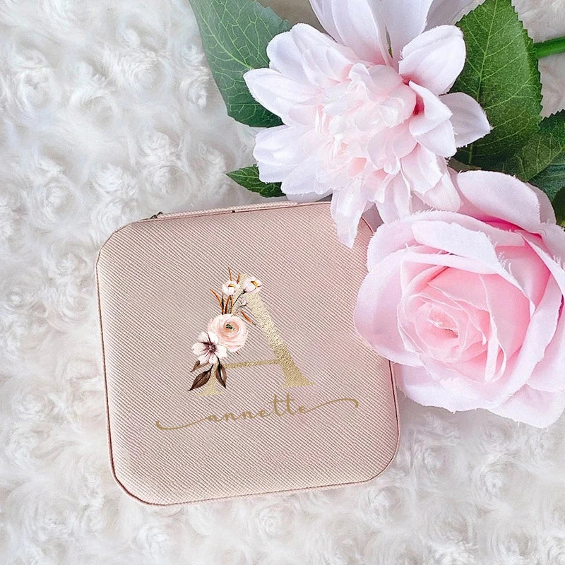 Personalised Initial Travel Jewellery Box – Zipper Gift Case