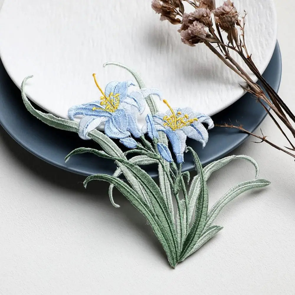 3D Orchid Iron-On Embroidery Patch – Chinese Style DIY Craft