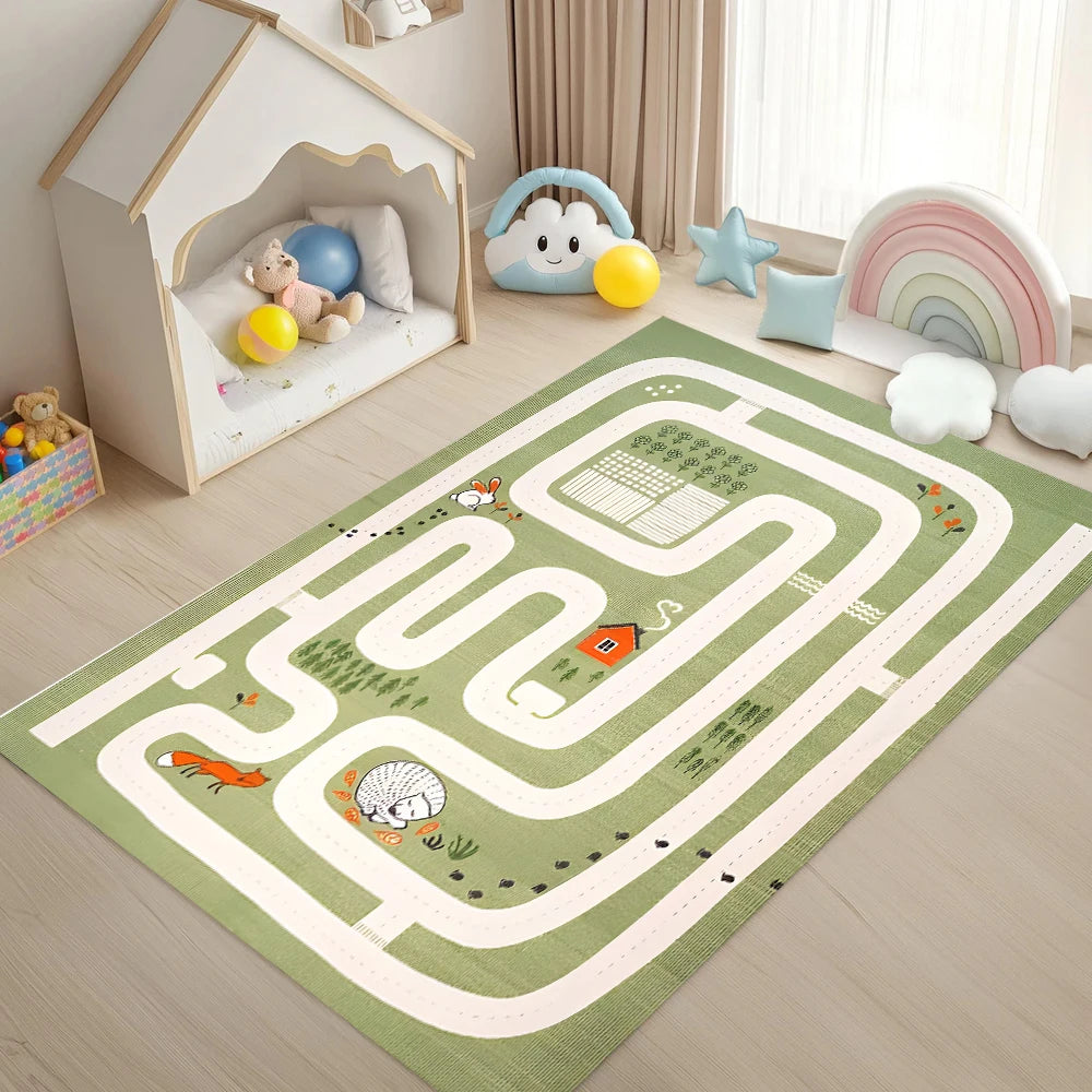Kids Cartoon Road Play Mat – Non-Slip Floor Rug | 4 Sizes