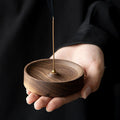 Wooden Round Incense Stick Holder – Portable Tabletop Burner