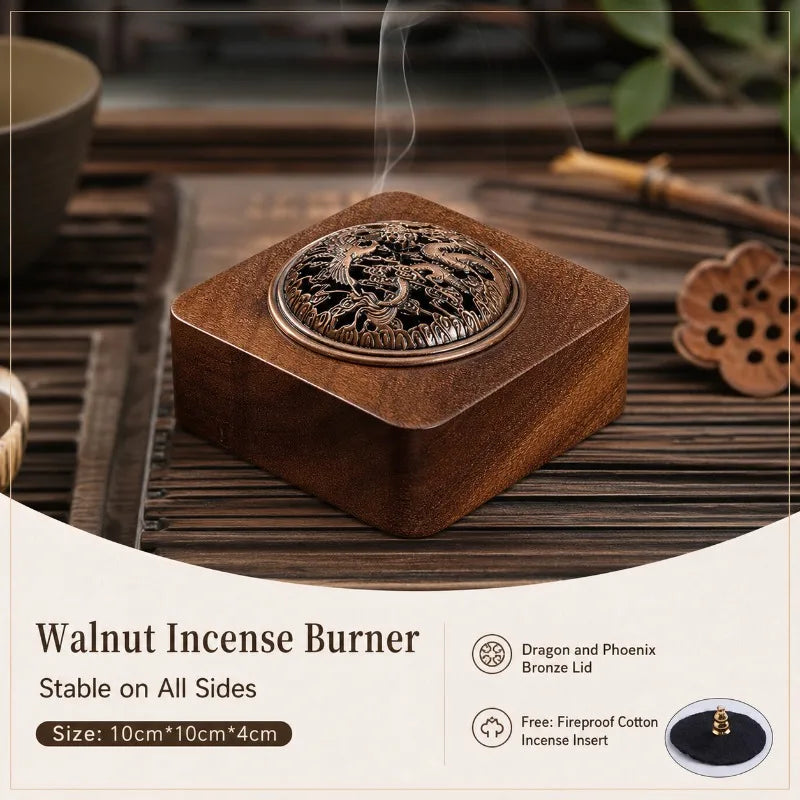 Walnut Wood Incense Burner & Storage Box – Zen Home Décor