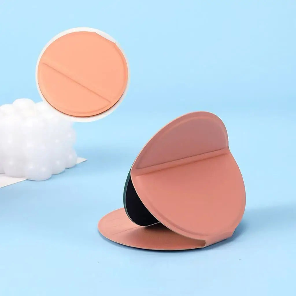 Round Foldable PU Leather Makeup Mirror – Portable Travel