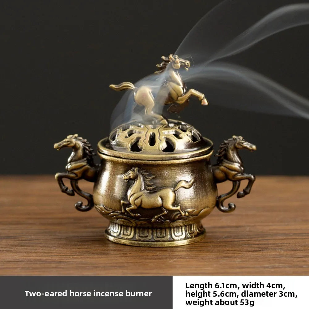 Vintage Alloy Lotus Incense Burner – Hollow Three-Legged Censer