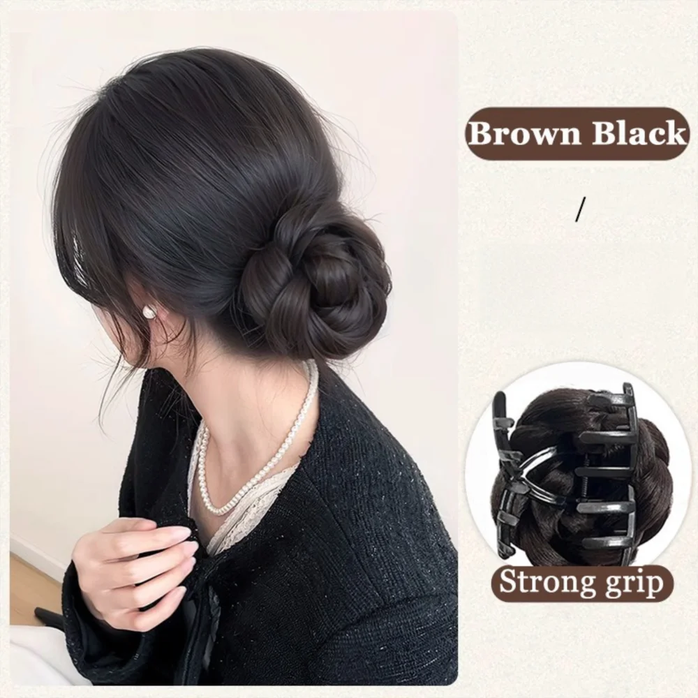 Synthetic Hair Bun Claw Clip – Fluffy Hairpiece for Women
