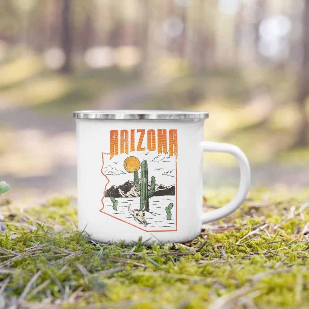 West Cowboy Camping Enamel Mug – Campfire Adventure Gift