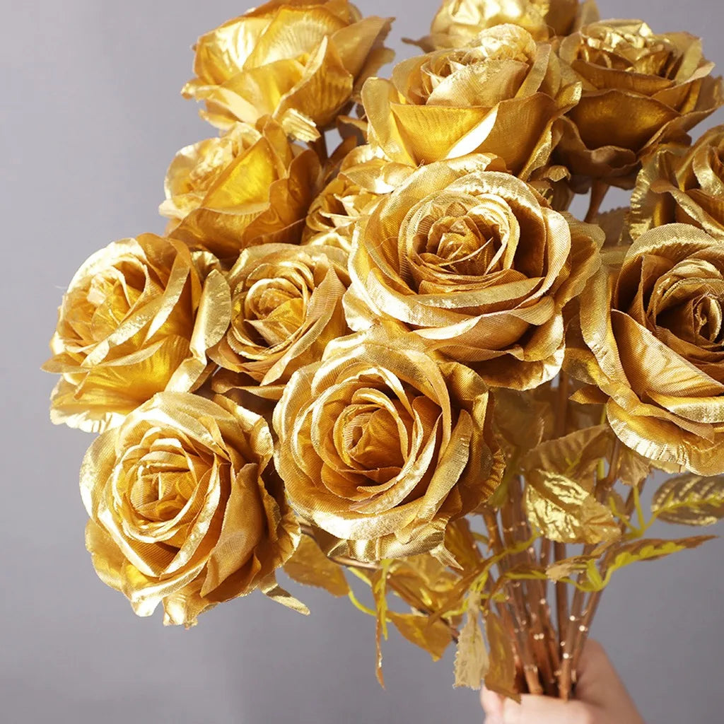 Metallic Artificial Silk Rose – Wedding & Home Decor Flower