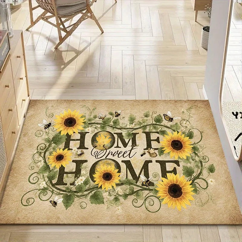 Vintage Sunflower Door Mat – Non-Slip Washable Welcome Rug