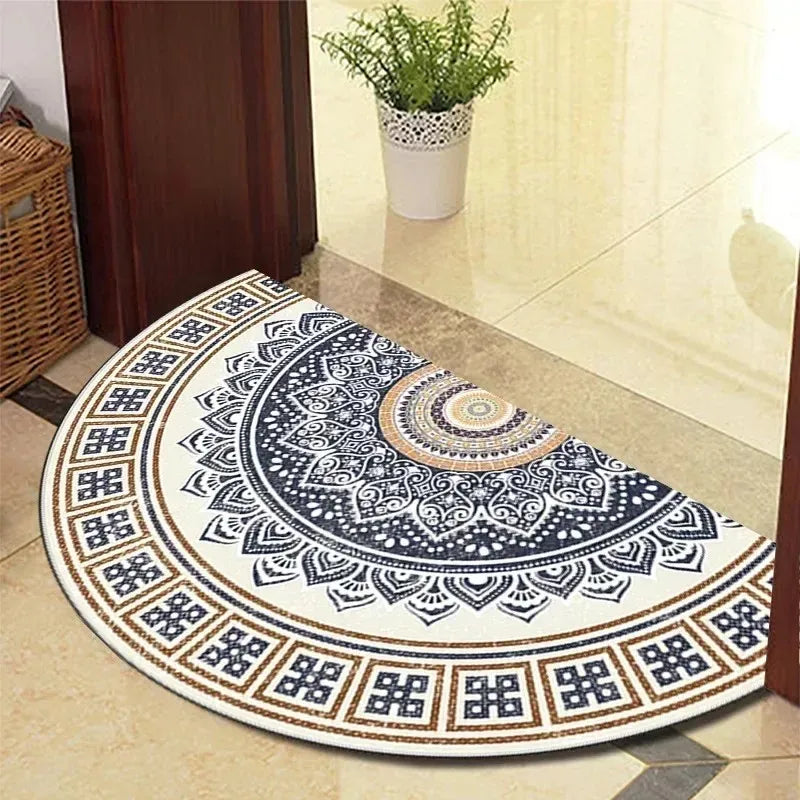 Semi-Circular Vintage Floral Non-Slip Floor Mat | Porch & Entry