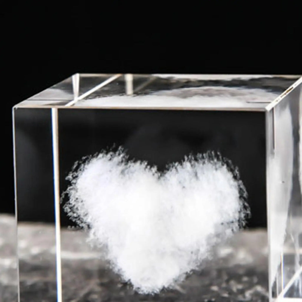 3D Engraved Crystal Cube Glass Figurine Paperweight Gift Decor