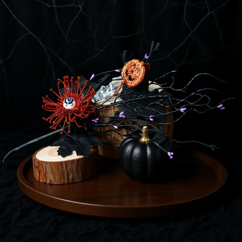 Halloween Gothic Jack O Lantern Artificial Floral Pick Stem