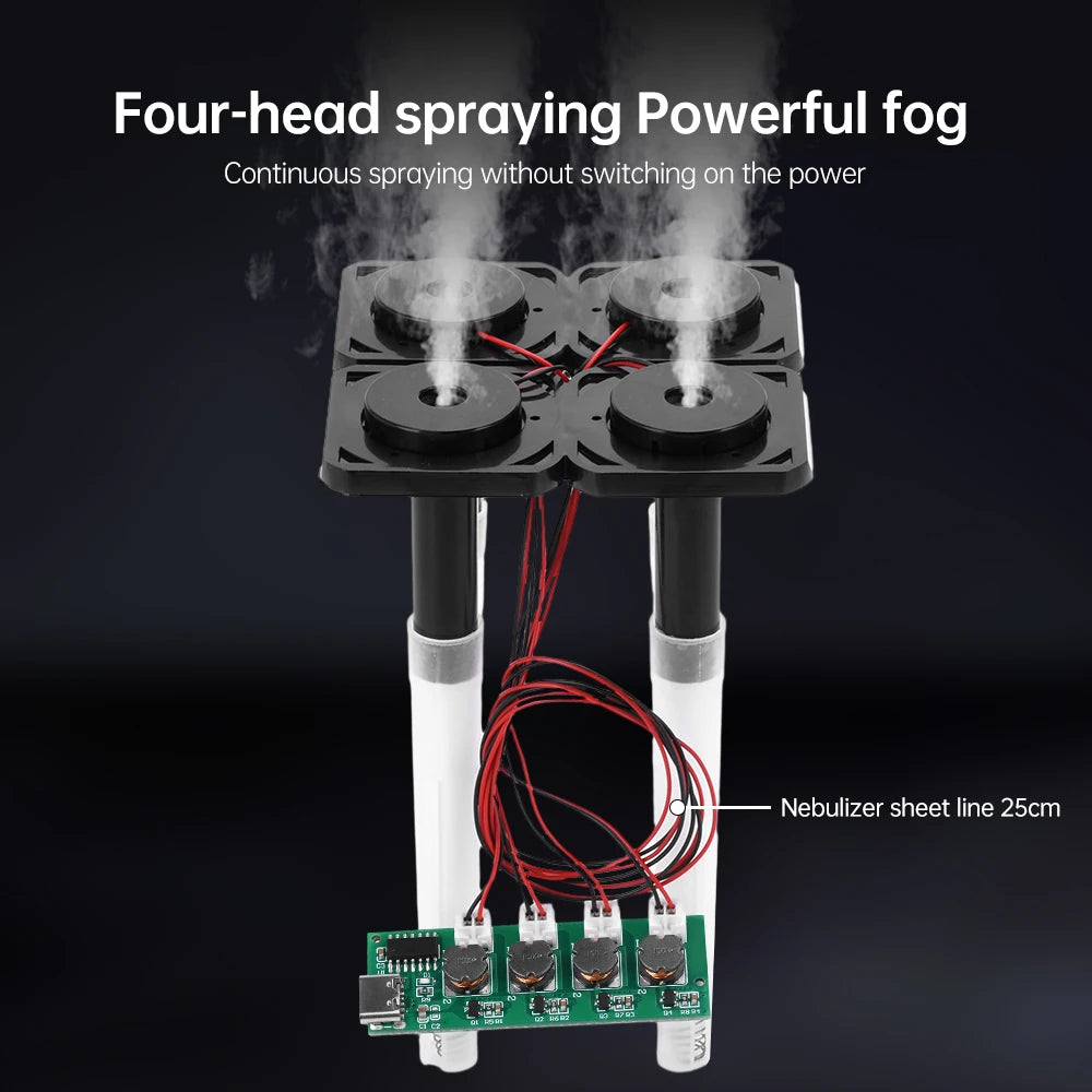 DC5V Quad-Spray Ultrasonic Atomiser Module DIY Kit Type-C