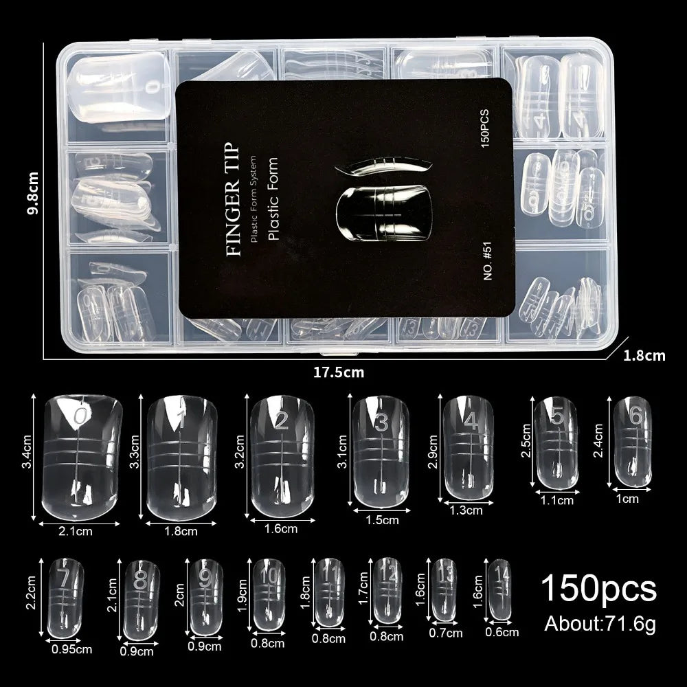 Reusable Gel Dual Nail Forms – 14 Sizes, 70/140/150 Pcs