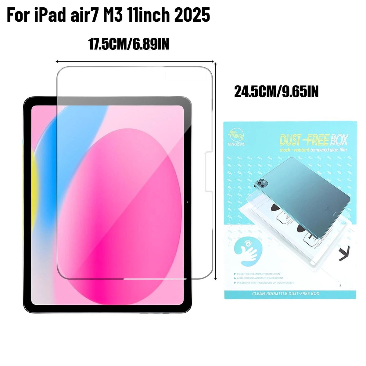 Tempered Glass Screen Protector iPad Pro Air 11 & 13 Inch 2025