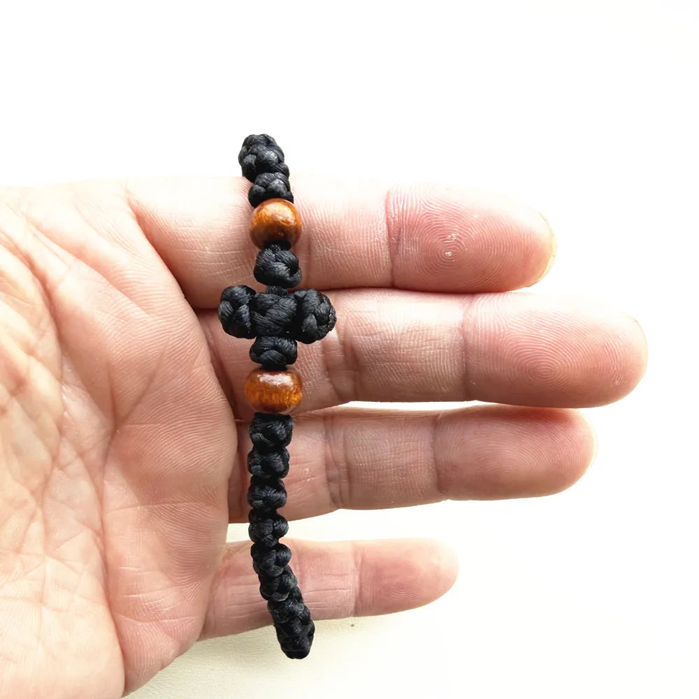 Orthodox Wooden Prayer Beads Rosary Bracelet – Rope & Fabric