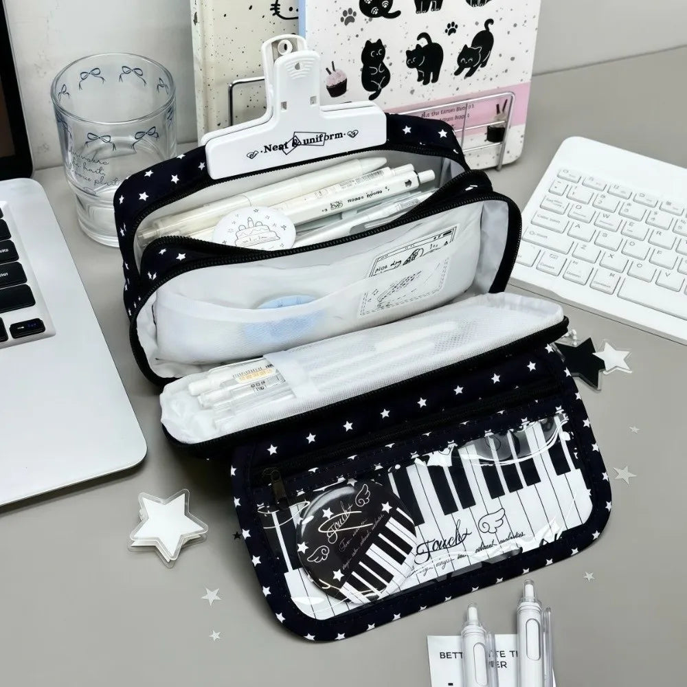 Star Piano Keyboard Pencil Case – Large Capacity Stationery Bag