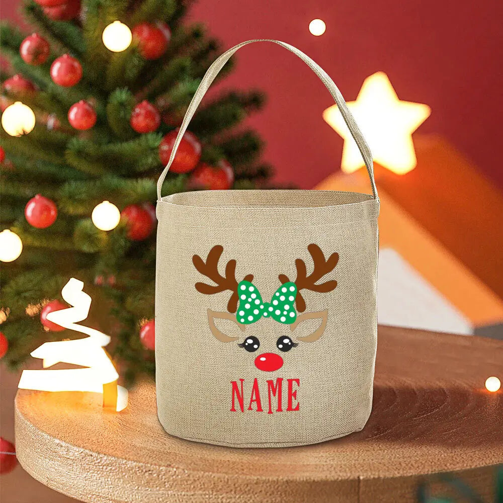 Personalised Deer Christmas Sack Bag | Kids Xmas Gift Tote