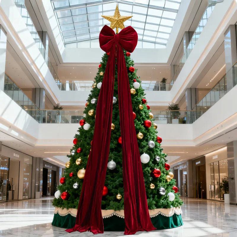 Large Velvet Christmas Bow Decoration – Wine Red Tree Pendant