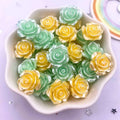 40Pcs 15mm Resin Glitter Pearl Rose Flatback Flower Embellishments