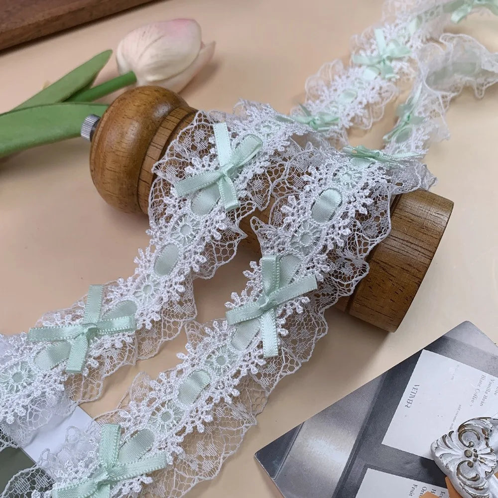 1 Yard Pleated Bow Lace Trim Ribbon – Sewing & Wedding Décor